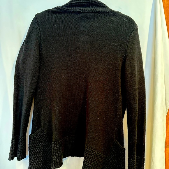 Black open cardigan with drape pockets - Picture 3 of 6